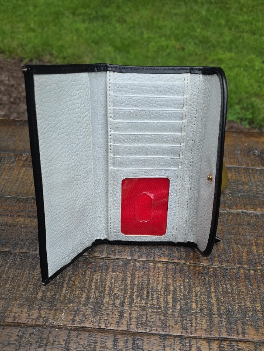 Dooney & Bourke White Pebbled Leather Wallet with Black Trim - Picture 4 of 8